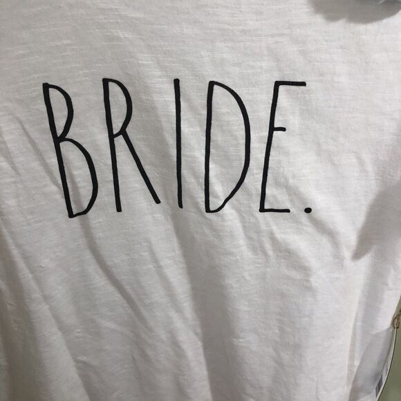 Rae Dunn Bride Short Sleeve Shirt with Scrunchie Soft White Size Small - Picture 2 of 5